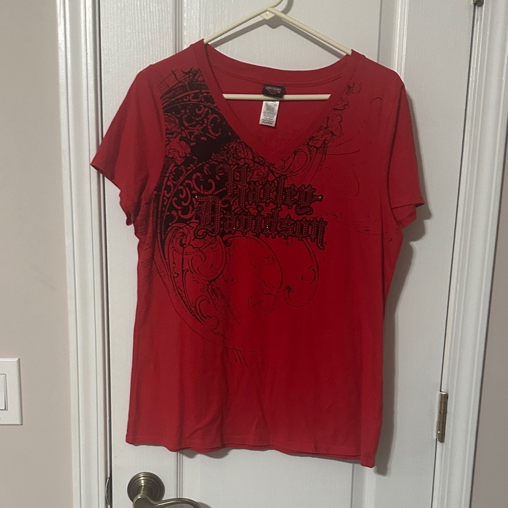 Harley-Davidson Women's Red V-Neck Tee